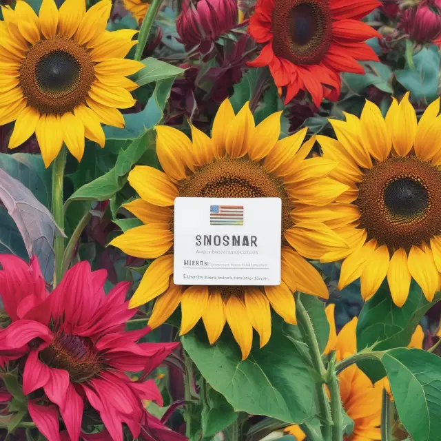 A lush garden filled with various fruits and vegetables representing the components of a corporate wellness program, with a gym membership card blooming as a sunflower