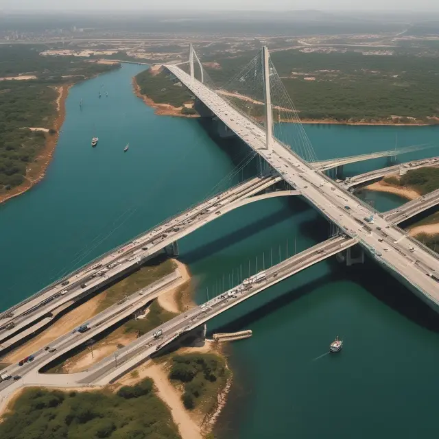 A bridge connects Europe and Africa, with eight West African countries carrying a balanced CFA Franc on their shoulders, symbolizing unity and the challenges of economic dependence.
