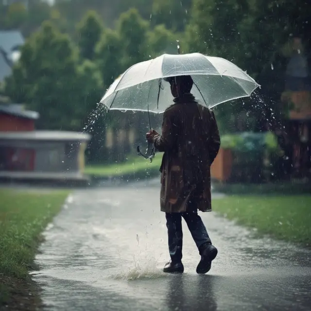 A borrower braving raindrops to secure a property quickly, signifying the accelerated process of wet loans