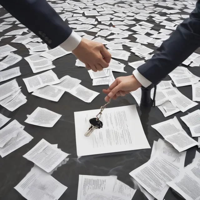 Borrower crossing documents-filled river during wet closing. Increases transaction speed with heightened risks.
