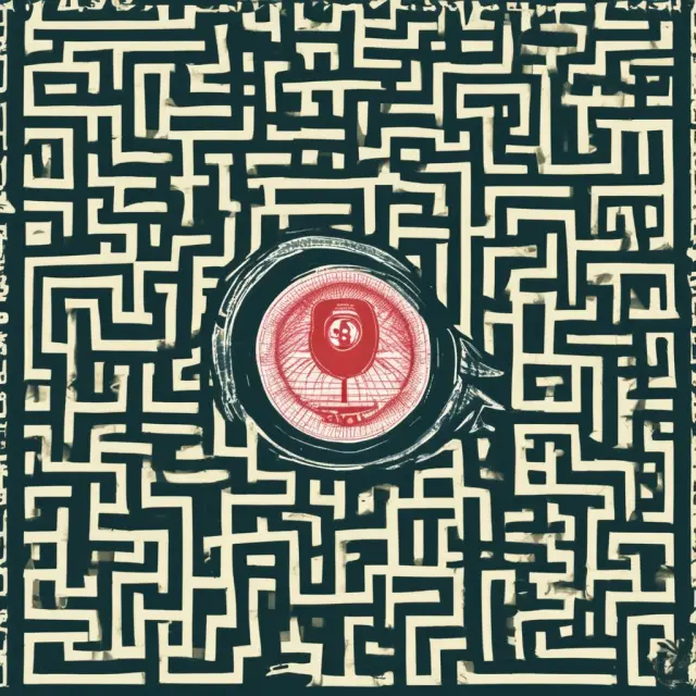 An intricate maze with wet loans winding through different states representing varying regulations and requirements.