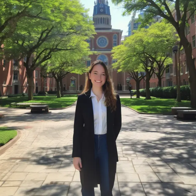 Wharton graduate traversing a maze filled with career opportunities and challenges, supported by their extensive alumni network