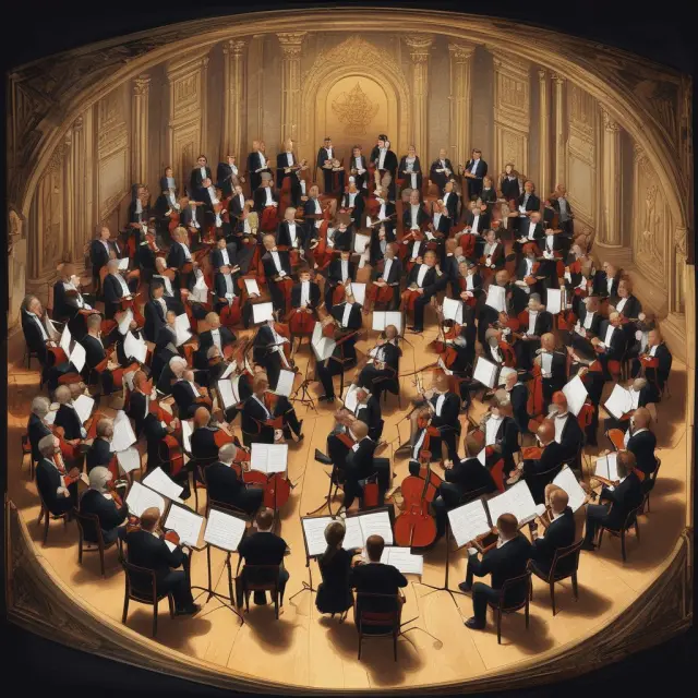 An orchestra symbolizes the collaboration of grantors, trustees, middlemen, and trust interest holders in a Widely Held Fixed Investment Trust