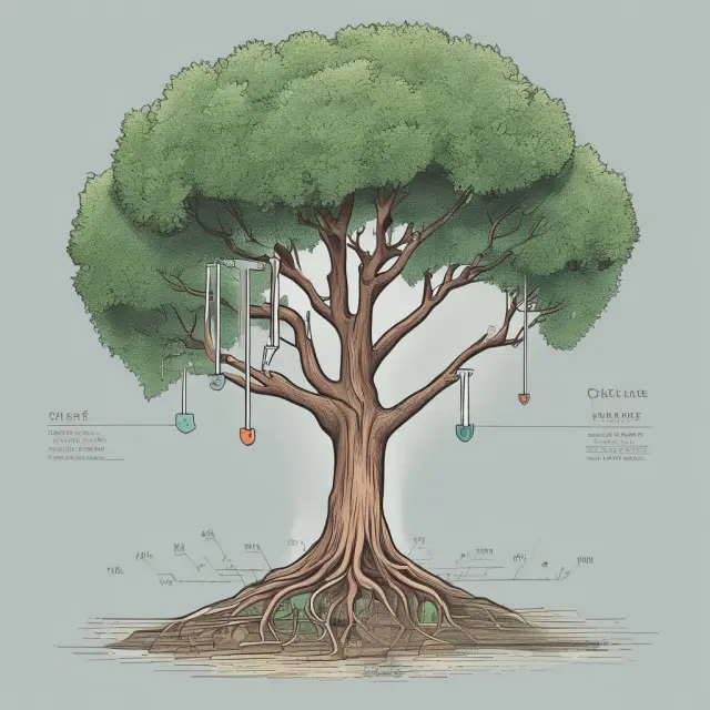 Oracle holding three items: a calm lake (stable fixed income trust), stormy sea (volatile mutual fund), and growing tree (investment growth)