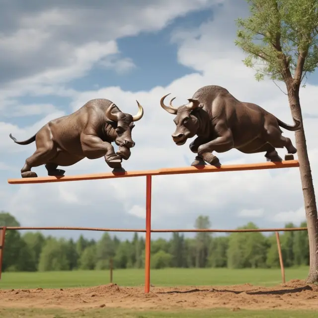 A bull and bear figure balancing on opposite ends of a seesaw, depicting upward and downward whipsaws in trading