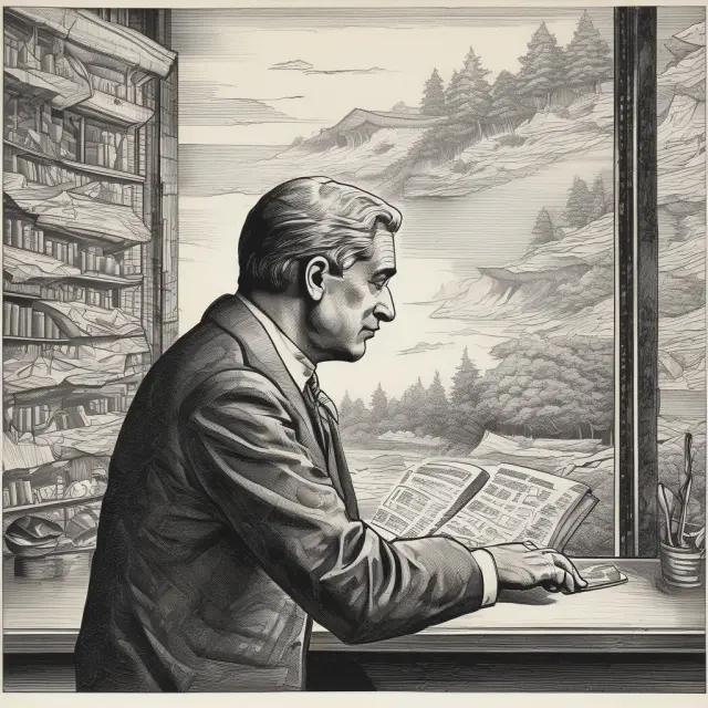 An investor carefully examines a scroll containing whisper numbers, symbolizing market wisdom and potential earnings surprises.