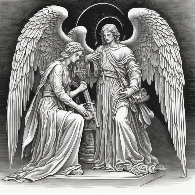 Shielded whistleblower reporting in front of a guardian angel - Protection under the law