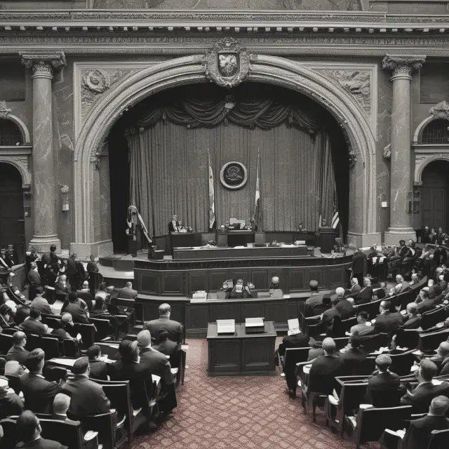 A tableau of lawmakers diligently crafting a regulatory tapestry to protect investors from financial wrongdoings