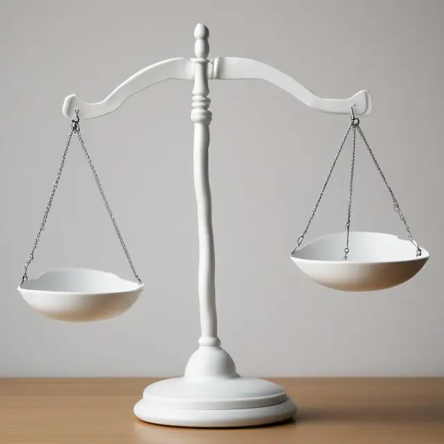 A balanced set of scales tips back and forth between two piles labeled 