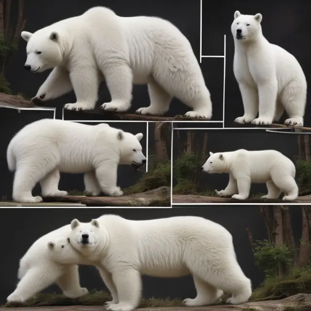 A white bear with two cubs, each branded with distinct retailer logos