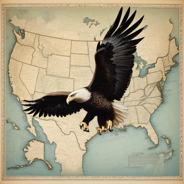 Eagle flying above US map highlighting white list states for insurance advantages