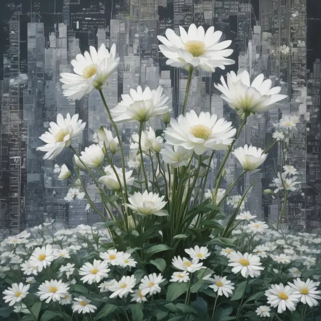 White candlesticks blooming on a sea of financial charts, symbolizing upward price trends