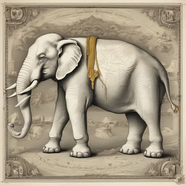 An ancient map holding a golden white elephant yoke, representing burdensome investments.