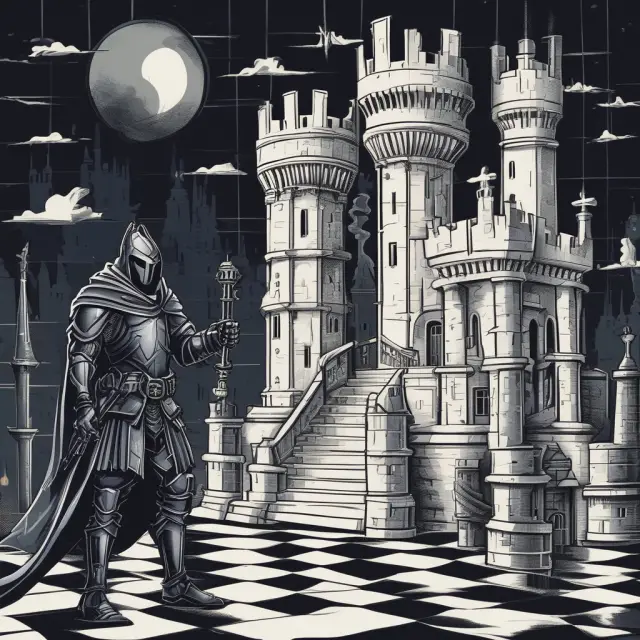 An image of a white knight shielding a castle from an approaching black knight, symbolizing friendly defense in corporate takeover situations.
