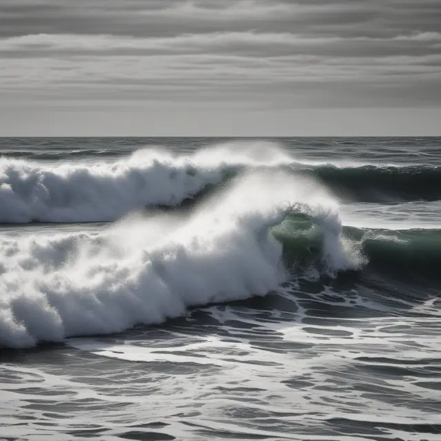 A white wave crashing against a hostile tide, representing whitemail as a defense mechanism against takeovers, with diluted shares visually represented by the wave