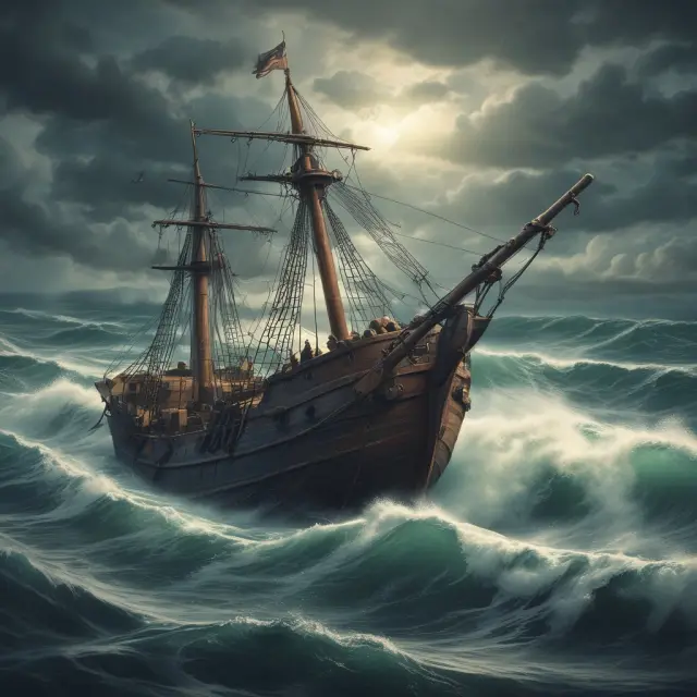 Friendly third party (white knight) anchors a ship (target company) amidst stormy takeover waters, illustrating the use of whitemail defense