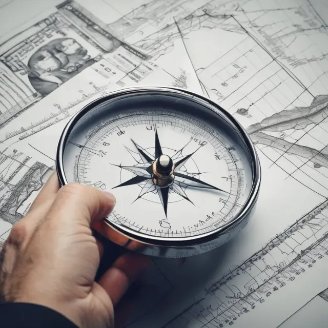 A white paper in the form of an ancient compass, pointing towards the right direction for investment analysis.