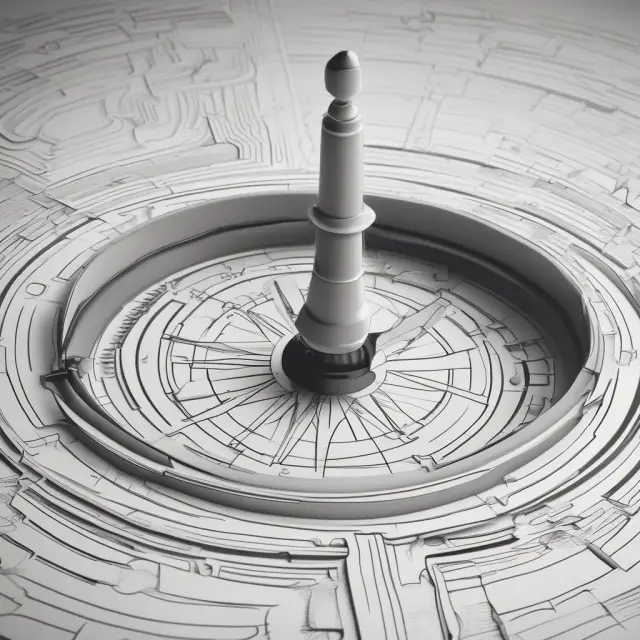 An investor holds a compass while navigating a maze filled with white papers