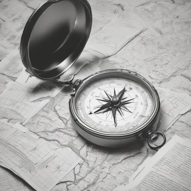 A compass with investment charts representing white papers guiding an investor through the complex world of financial research