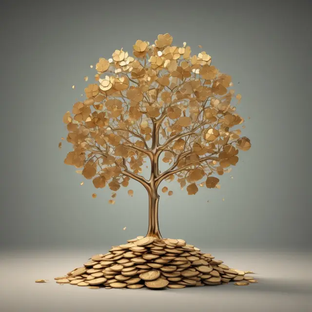 An image of a tree adorned with golden coins, representing the steady income provided by annuities during retirement