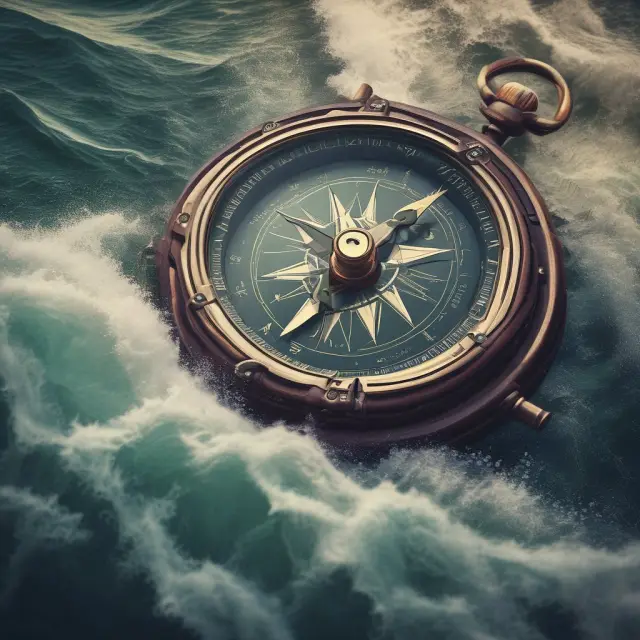 Ship navigating with a compass and regulatory documents, symbolizing insurance regulations for annuities
