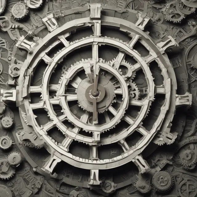 Clock with gear system crafted from currency bills symbolizing whole-life cost analysis