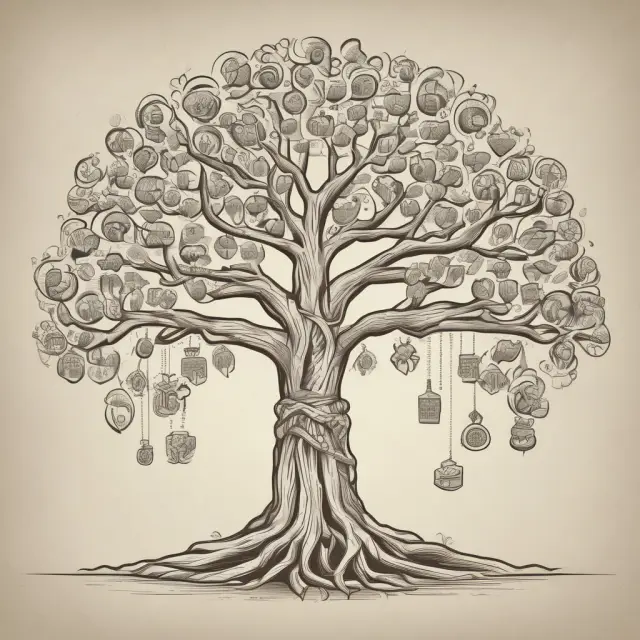 A business tree representing partnerships protected by whole life insurance policies, with branches growing from cash value savings and a guardian angel securing key employee continuity