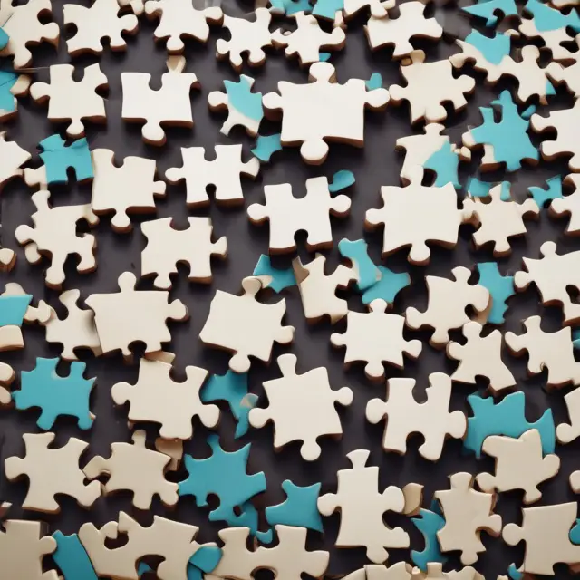 A wholesale insurance broker working on a jigsaw puzzle made up of various risk elements and coverage options