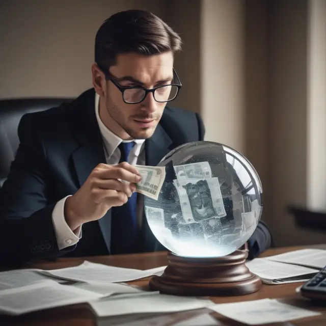 Banker examines a crystal ball containing OIS discounted overnight rates and high quality liquid assets (HQLA), reflecting insights into the health of wholesale money markets