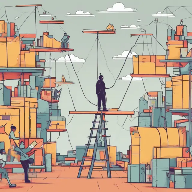 A wholesaler standing on a seesaw, juggling specialization, competition, technology, and profitability