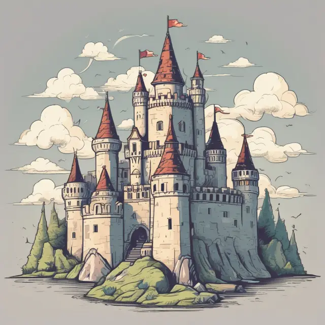 Castle representation of Economic Moats, guarded by Cost Advantage, Intangible Assets, Efficient Scale, and Switching Costs