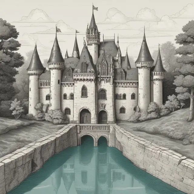 A collection of castles surrounded by moats symbolizing economic factors (patents, intangible assets, cost advantages, network effects) that create sustainable competitive advantages for businesses