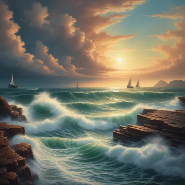 An ocean tide turning, symbolizing trend reversals driven by wide-ranging days in financial markets