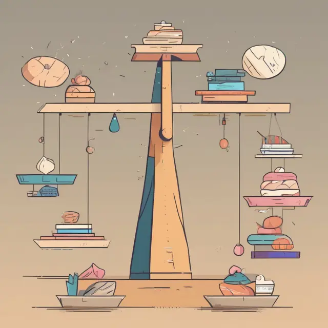 Seesaw with product categories, illustrating the challenge of balancing a wide variety strategy with deep assortment.