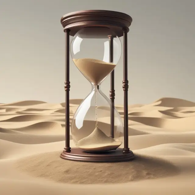 An hourglass illustrating the flow of consistent dividends over time, representing the historical importance and significance of widow-and-orphan stocks.