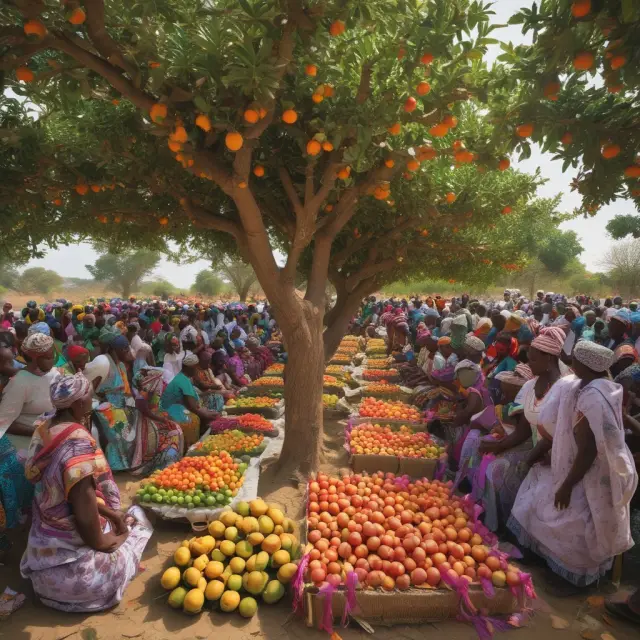 Image of widows and orphans surrounded by dividend-paying fruit trees from steady industries.
