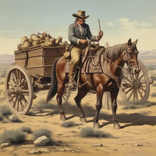 A Wild West scene featuring gold mines, wildcat banks, and diverse communities illustrating the economic expansion and societal impact during the Free Banking Era