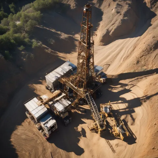 A small wildcat drilling company successfully tapping into an undiscovered oil reserve, surrounded by a sea of untouched territory