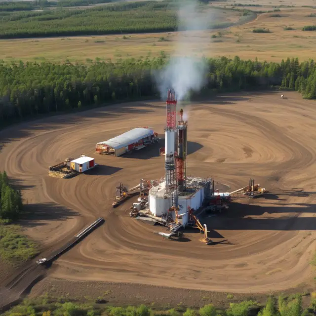 Image of wildcat drillers exploring and extracting oil from previously unexplored or economically unviable fields, contributing to large-scale energy production