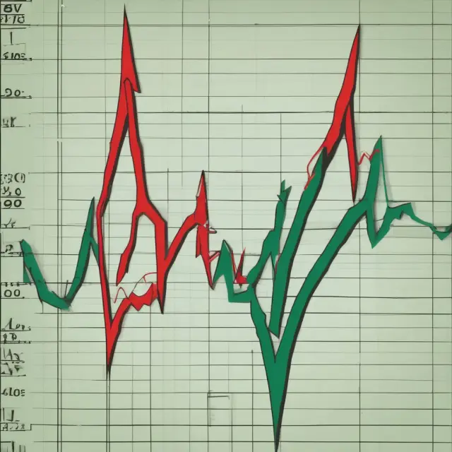 Visualization of +DI (green) and -DI (red) crossovers on a stock price chart, illustrating Wilder