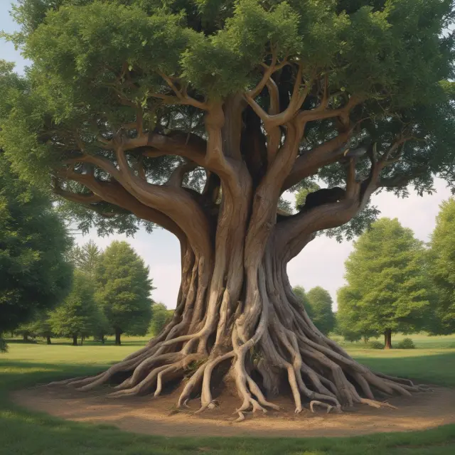 An ancient, strong tree symbolizing a will, offering stability and protection for future generations