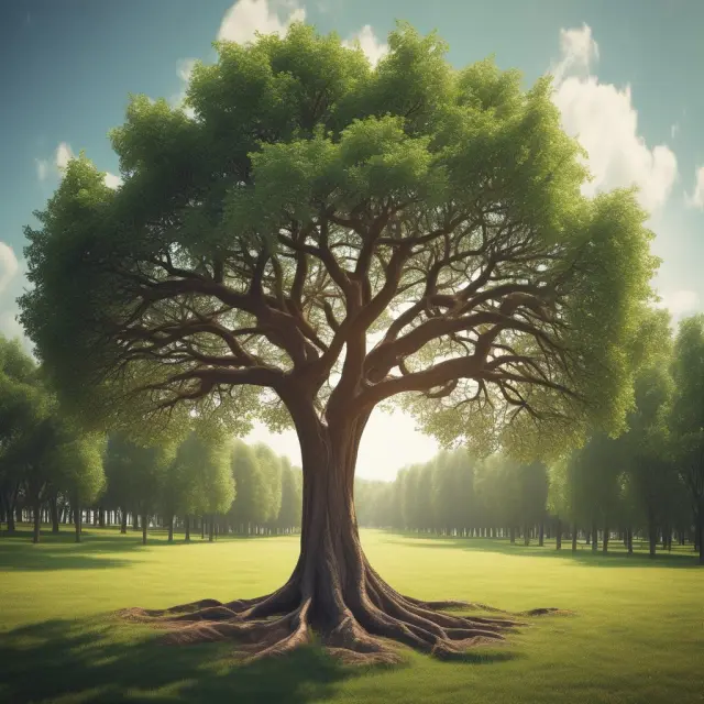 An unfurling will as a tree with branches representing bequests and estate distributions