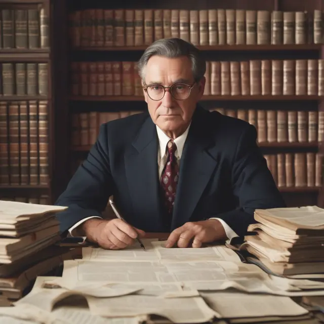 A person drafts their will while consulting state laws and estate planning materials.
