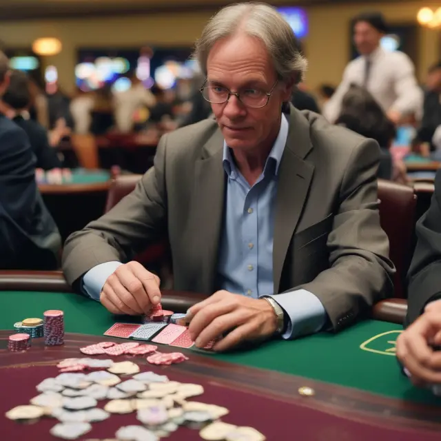 Bill Gross playing poker in Las Vegas, symbolizing his approach to investment risks.