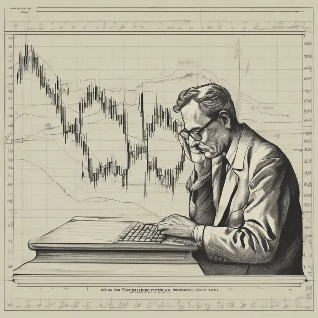 A trader meticulously calculating the Williams %R indicator value, observing a balance on an oscillator that tips between overbought and oversold zones