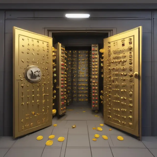 Willie Sutton Rule: Bank vault with gold coins and ripe fruit depicting high-return investment opportunities.