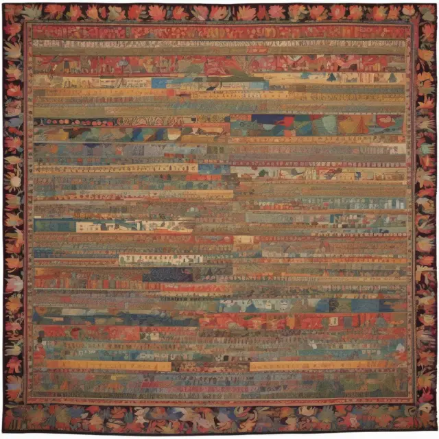 An intricate tapestry portraying the FT Wilshire 5000 Index with threads representing various US equities, reflecting comprehensive market coverage