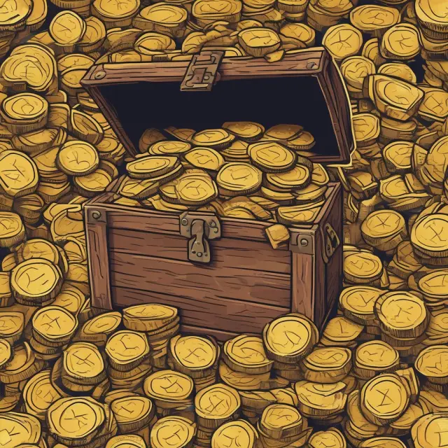 Golden chest brimming with coins representing unexpected and substantial earnings