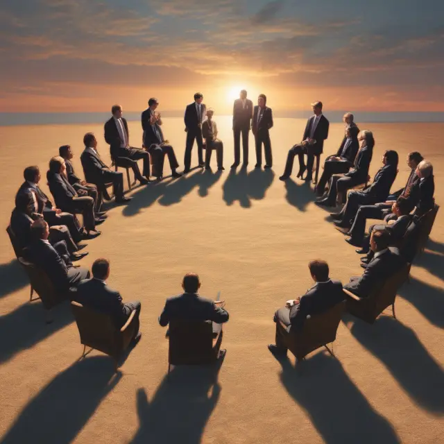 Stakeholders in a circle deliberating on the voluntary winding up of their company