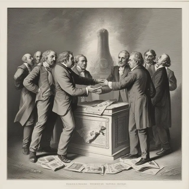 An image of a monopolistic marketplace where a handful of wealthy entities hold power, symbolizing the long-term consequences of winner-takes-all markets and wealth inequality.